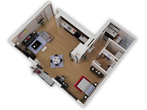 Floor plan for studio, 1 bath, 595 sqft